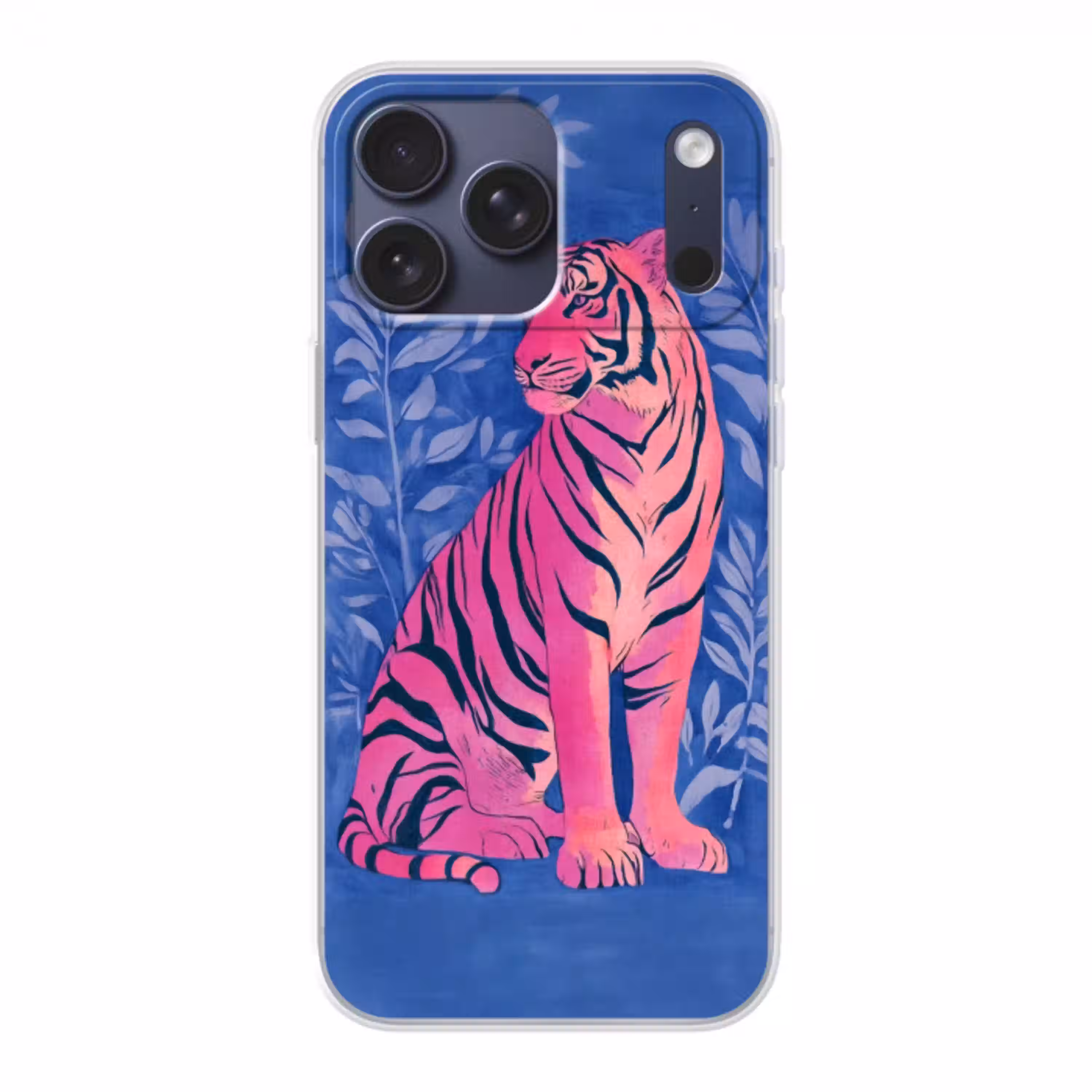 Tijger - Roze - Bladeren - Jungle Telefoonhoesje iPhone 17 Pro Max klein -3d