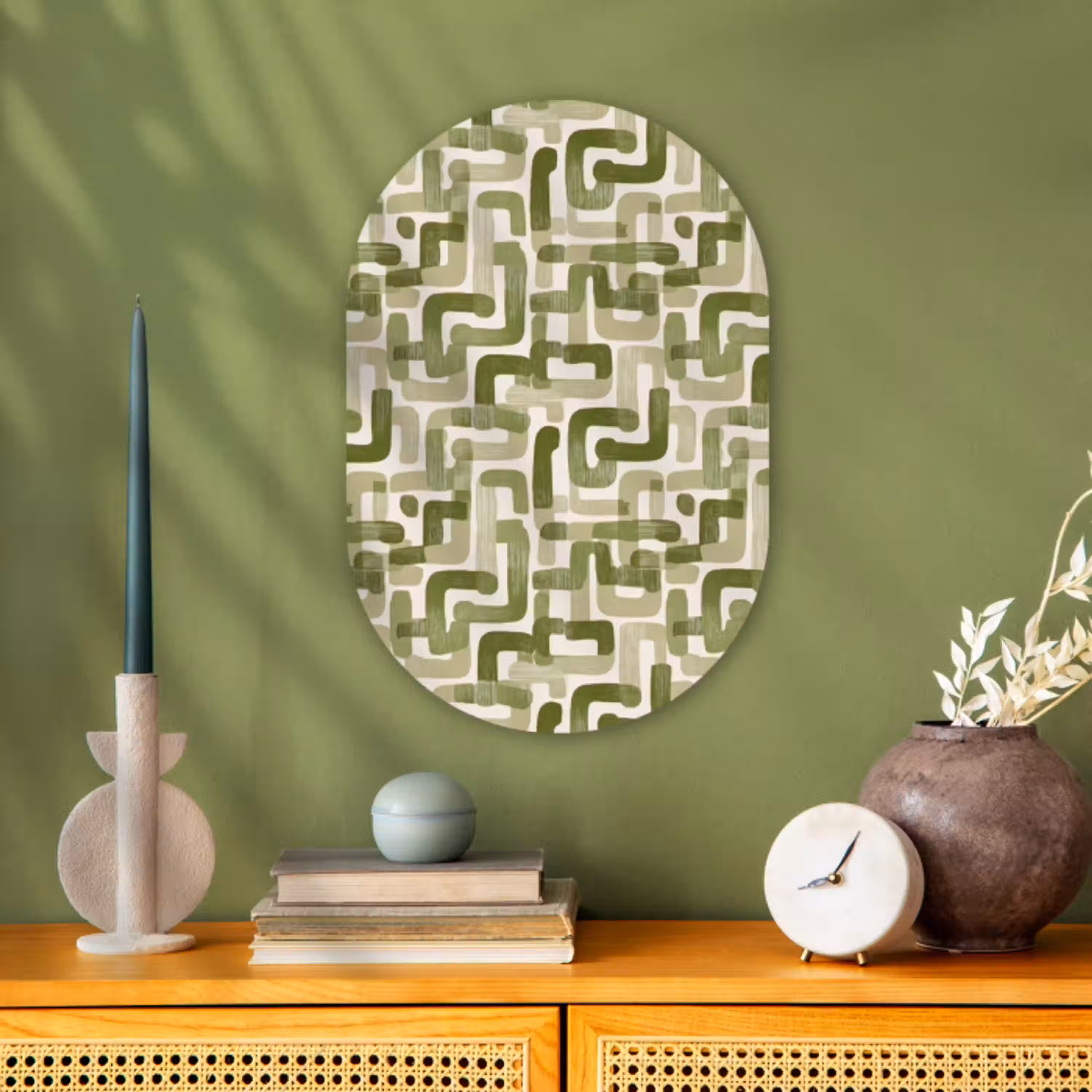 Modern - Grafisch - Groen Wandcirkel Ovaal Forex klein 630 -sfeer2