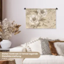 Bloemen - Patroon - Beige Wandkleed katoen klein -tsfeer1_DE