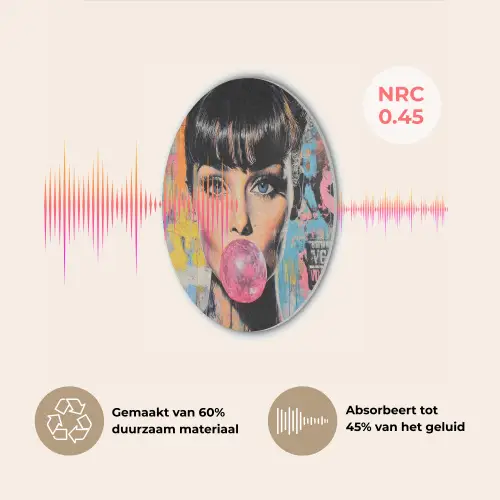 Kauwgom - Vrouw - Penseelstreken - Modern Akoestische PET Vilt - Rond klein -USP_NL