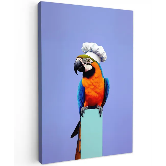 Papegaai - Koksmuts - Vogel - Leuk Tuinposter op houten frame 2 cm dik klein -3d