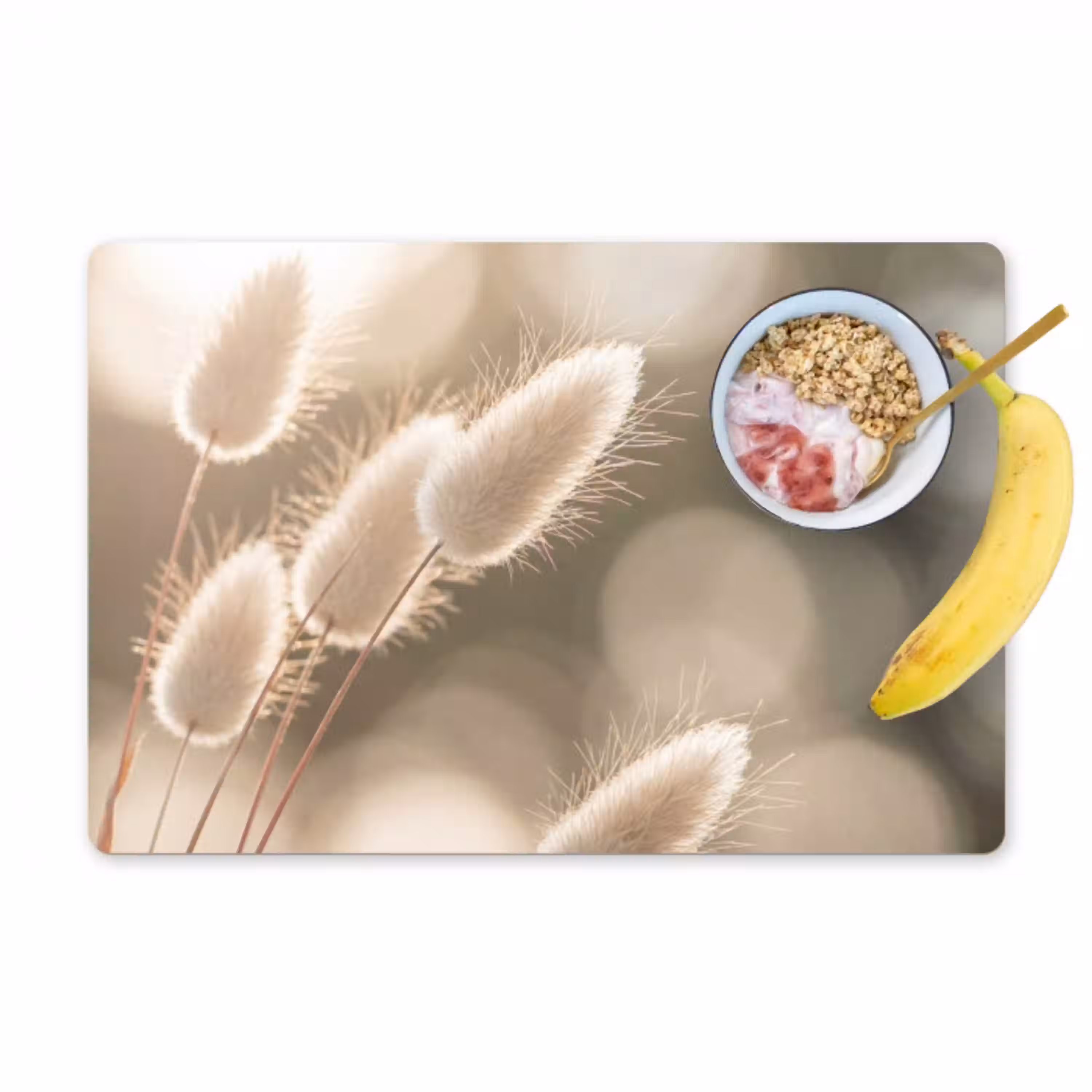 Hazestaartgras - Wit - Zonlicht Placemat vinyl groot -zzzproduct_Kitchenyeah-website