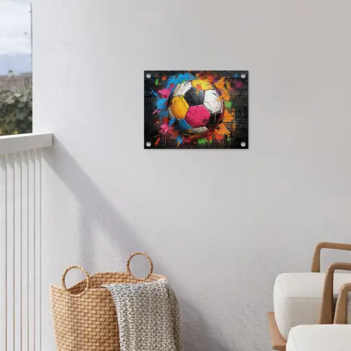Kleurrijke Voetbal tuinposter los doek klein -sfeer8