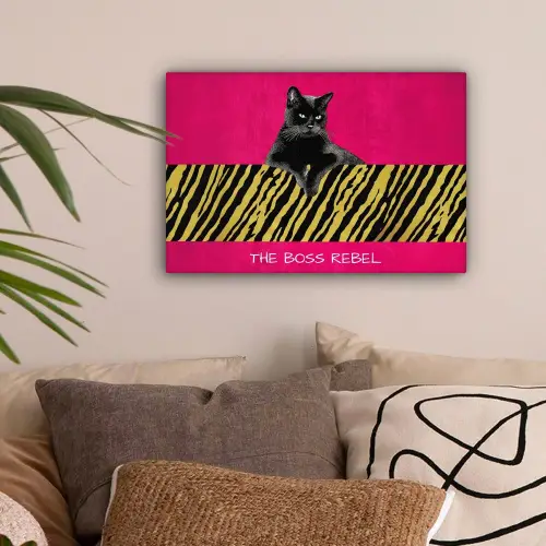 Kat - Baas - Roze - Tijgerprint canvas 2cm klein -sfeer1
