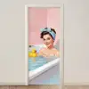 Badkamer - Eend - Blauw deurposter klein -3d_beige