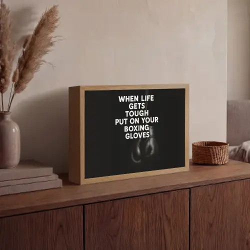 Tekst - Bokshandschoenen - Wit Light Box met batterij (Wandlamp) middel -sfeer2
