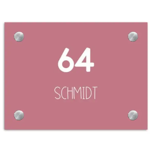 Oudroze - Modern Naambord Rechthoek middel -3d