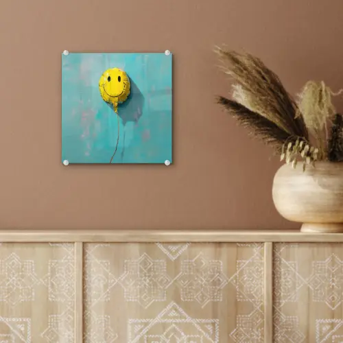 Ballon - Geel - Smiley plexiglas 5mm klein -sfeer5