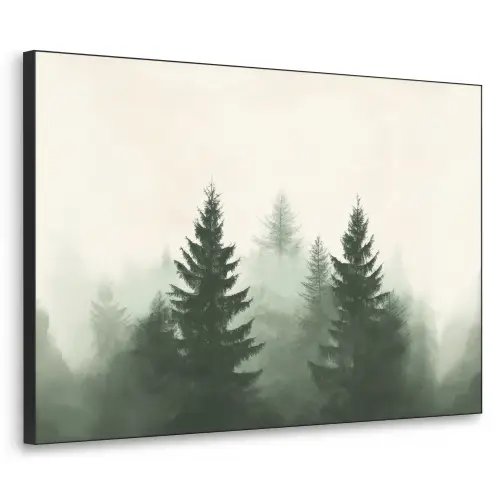 Sparren - Bomen - Groen - Beige Textielframe zwart klein -3d