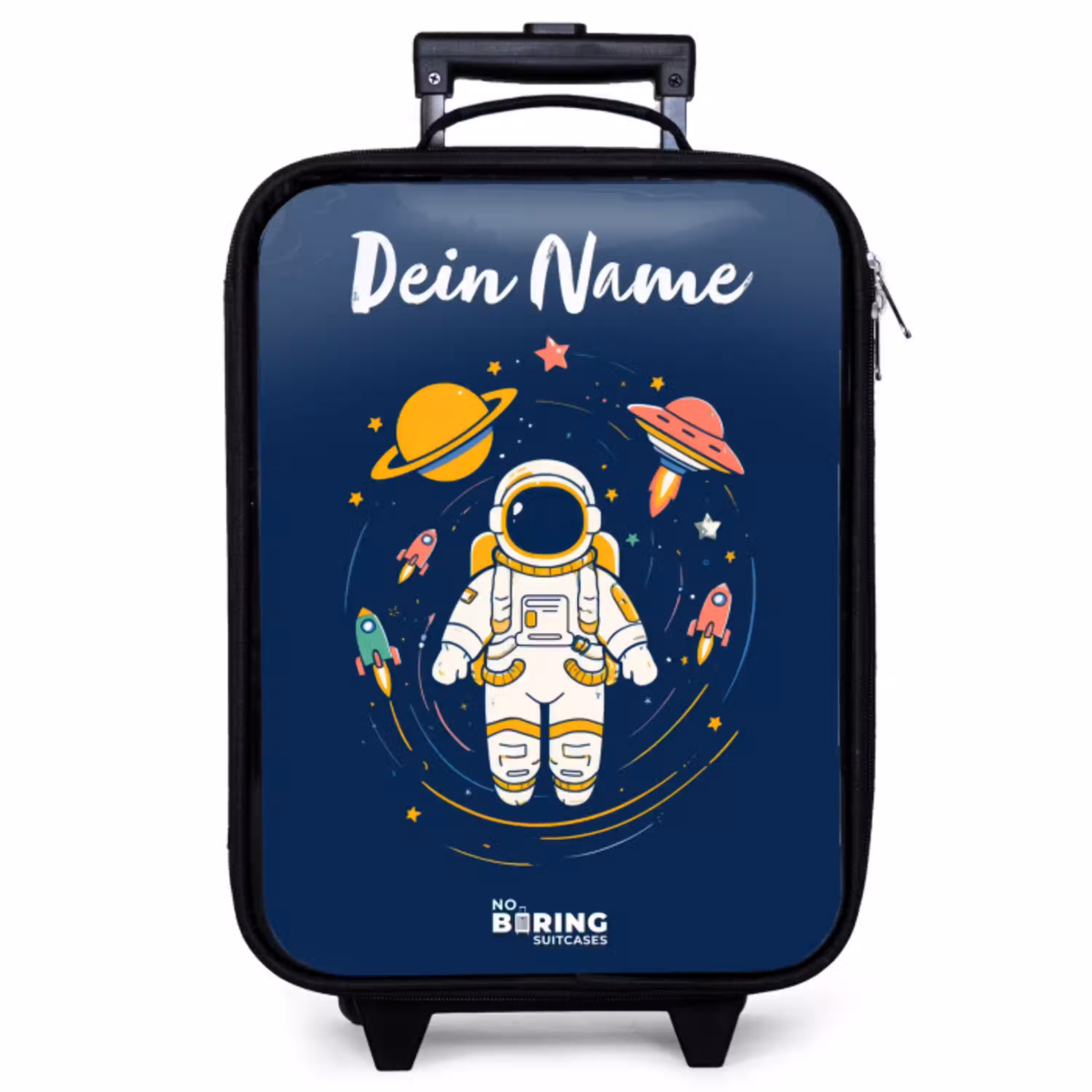 Astronaut - Planeet - Sterren - Raket Kinderkoffer - Zwart klein -zzz_website3d