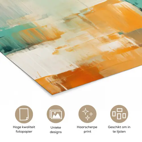 Kunst - Abstract - Blauw - Wit poster papier klein -closeup_NL