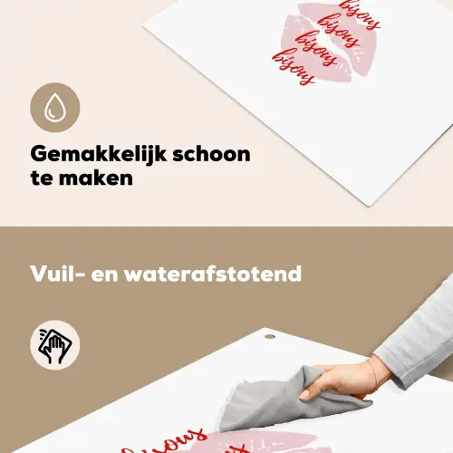 Bisous - Lip - Wit - Rood Inductie beschemer met haakjes klein -ky-schoon-nl