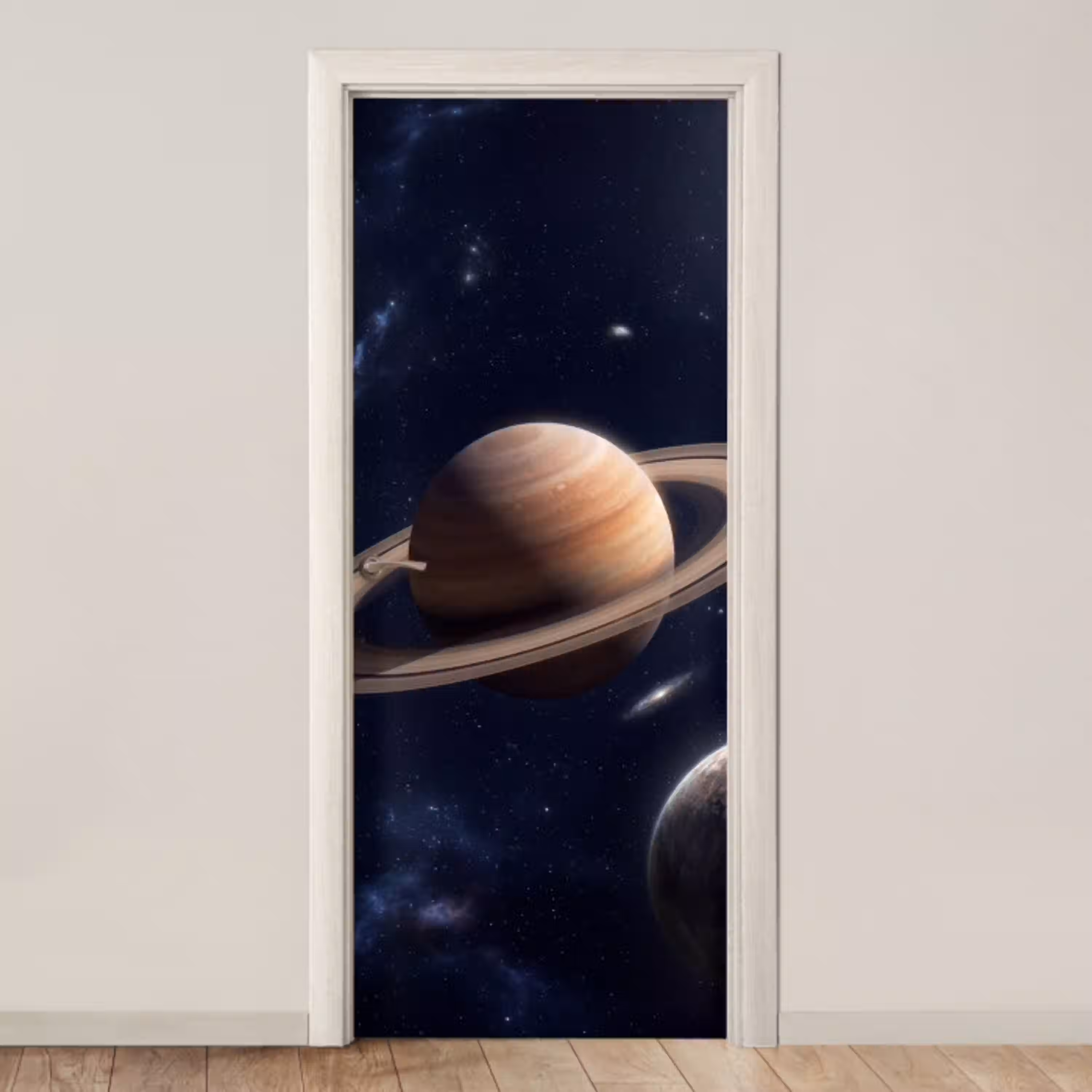 Planeten - Saturnus - Ruimte deurposter klein -3d_beige