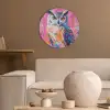 Uil - Roze - Blauw - Verf - Abstract Akoestische PET Vilt - Rond klein -sfeer1