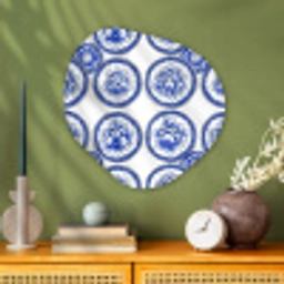 Cirkels - Bloemen - Blauw Wandcirkel Organisch Aluminium middel 851 -sfeer2