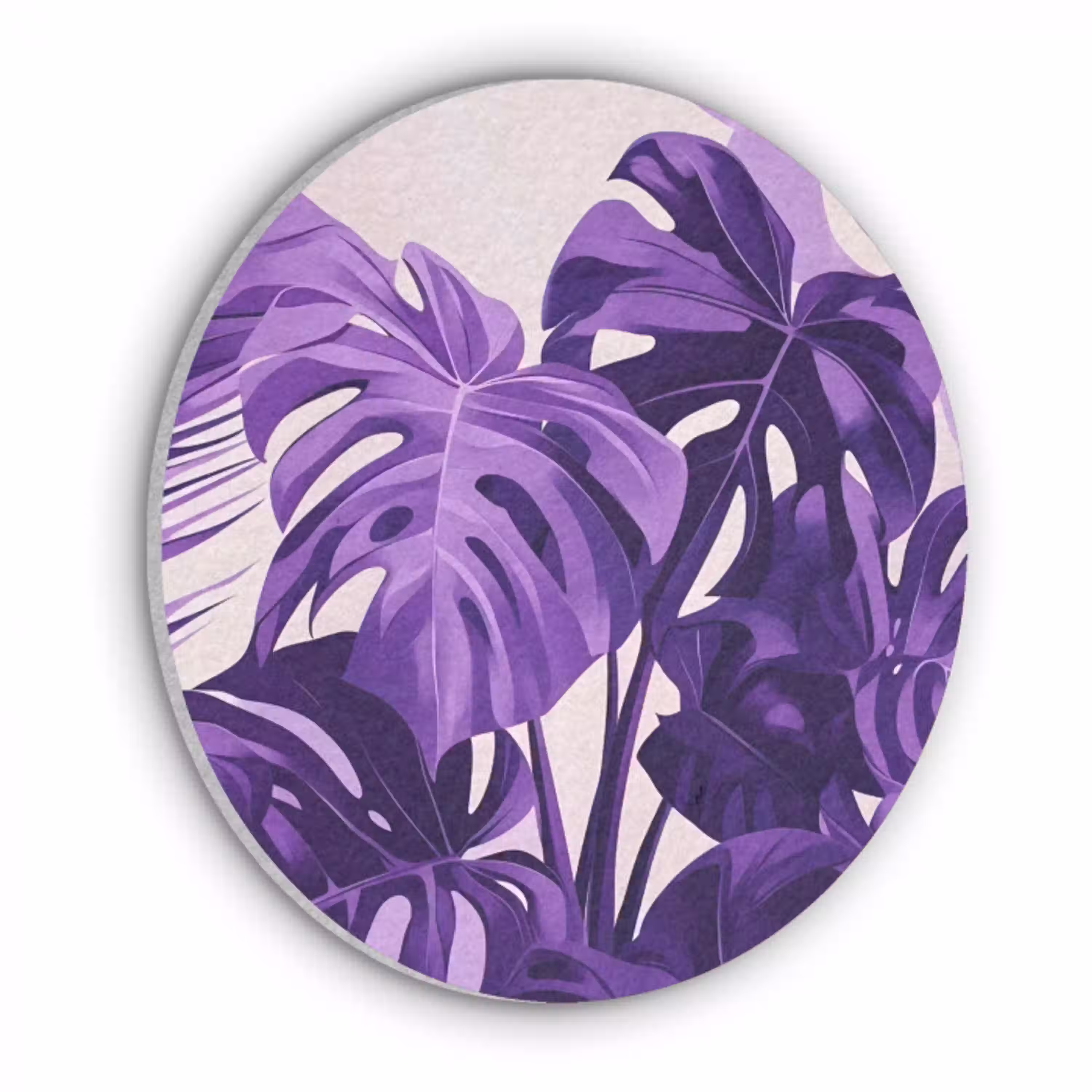 Bladeren - Paars - Tropisch - Abstract Akoestische PET Vilt - Rond klein -3d