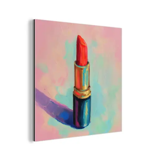 Lippenstift - Rood - Penseelstreken aluminium wit klein -3d