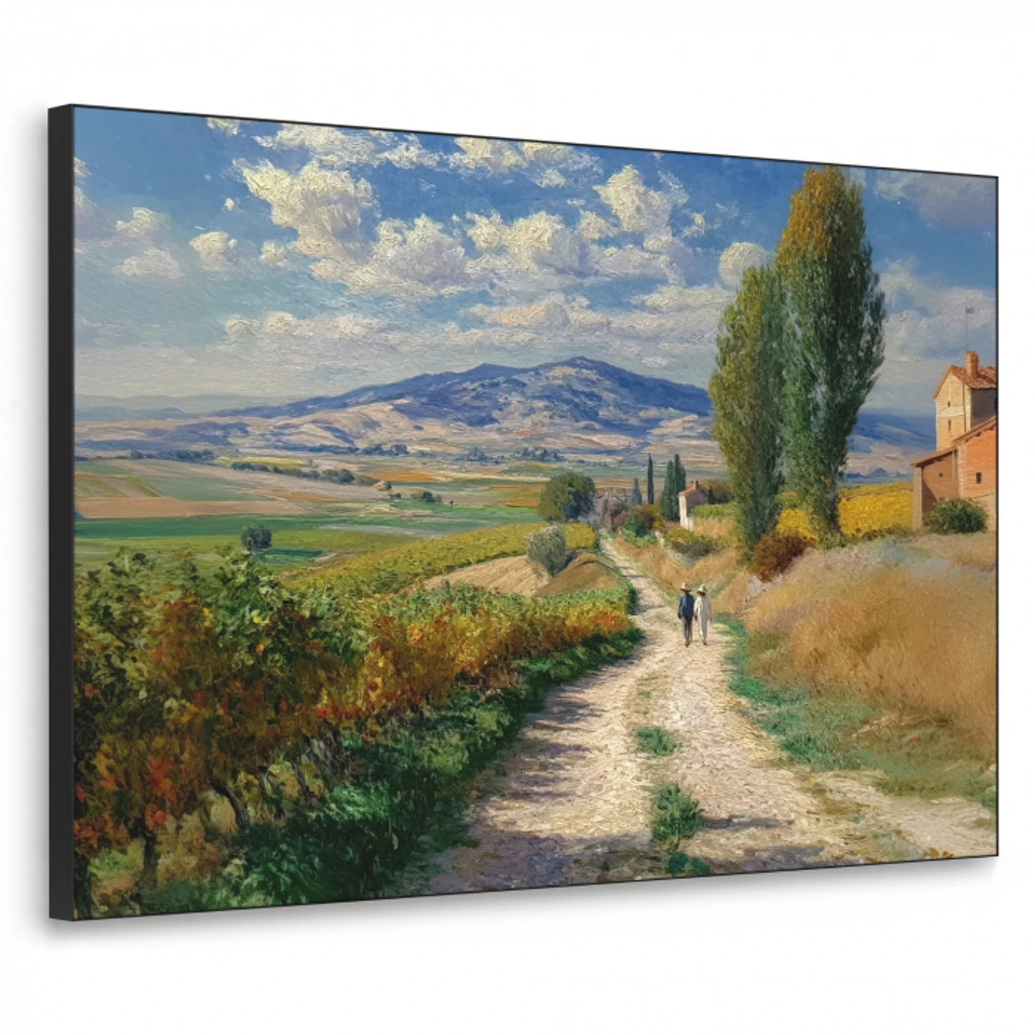 Mensen - Wandelen - Zandpad - Velden Textielframe zwart klein -3d