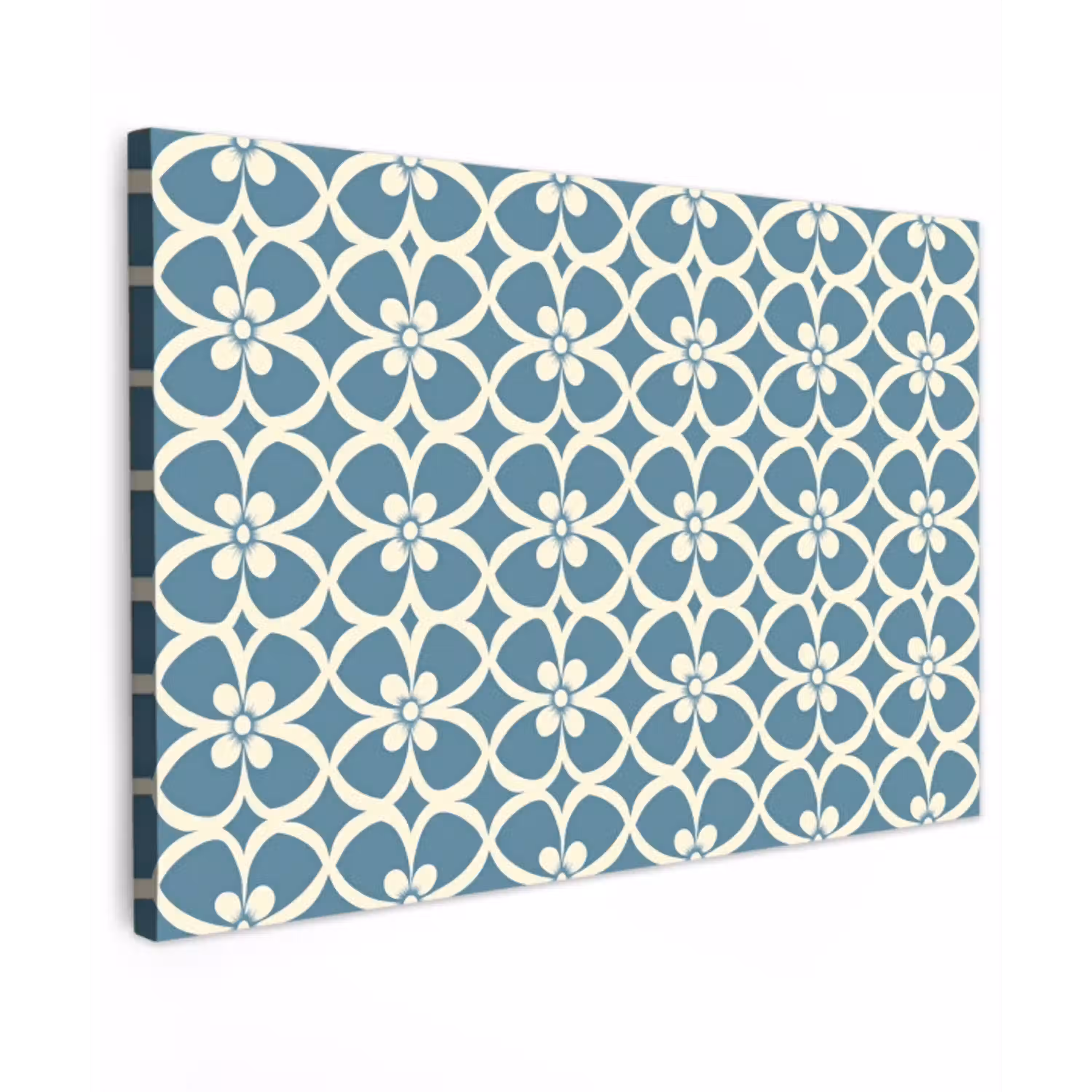 Patroon - Symmetrisch - Blauw Tuinposter op houten frame 2 cm dik klein 845 -3d