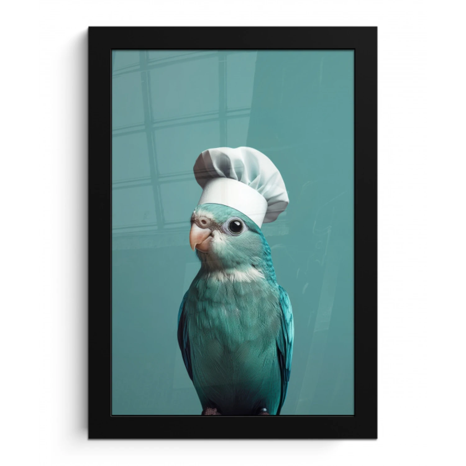 Parkiet - Vogel - Koksmuts - Cute fotolijst zwart zonder passe partout klein -3d