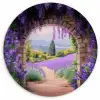 Doorkijk - Lavendel - Bloemen - Paars - Poort Wandcirkel plexiglas klein -3d