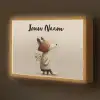 Vos - Gele bloemen - Minimalistisch Light Box met batterij (Wandlamp kind) middel -z3d_website