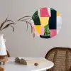 Abstract - Roze - Lappen - Vormen - Geel Wandcirkel behangsticker klein -sfeer3