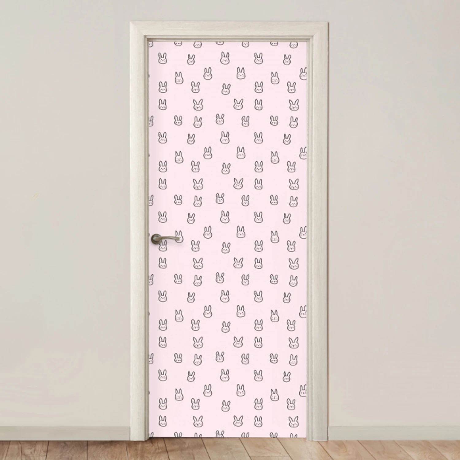 Konijnen - Minimalistisch - Roze deurposter klein 289 -3d_beige