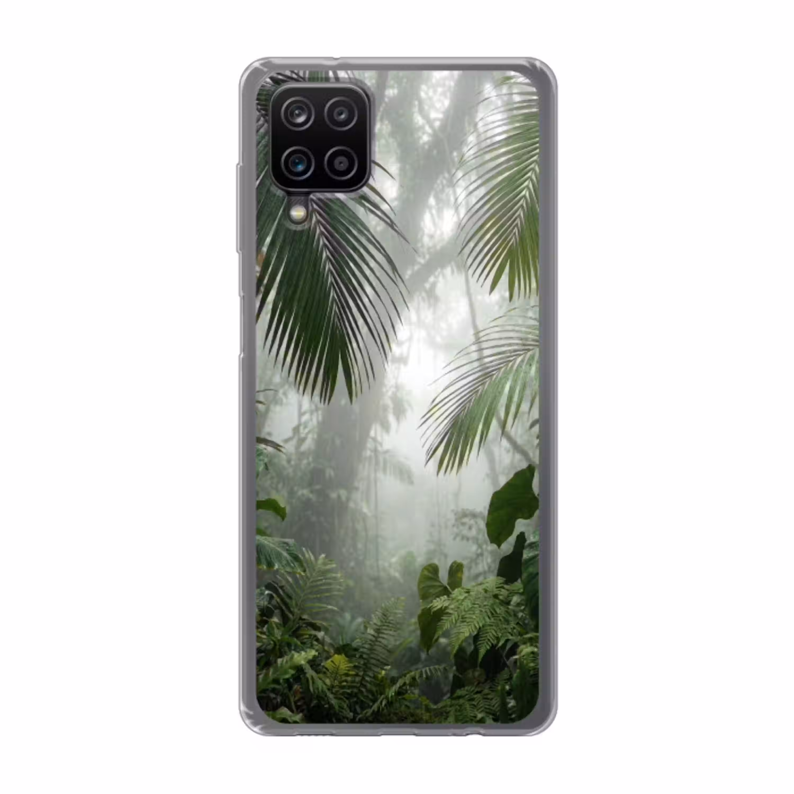 Natuur - Jungle - Mist - Tropisch - Groen Telefoonhoesje Samsung Galaxy A12 klein -3d