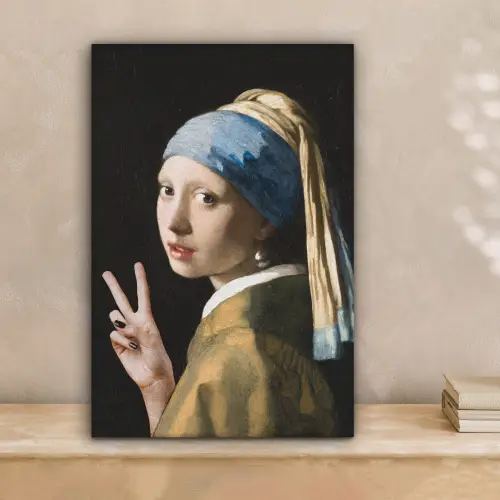 Meisje met de parel - Johannes Vermeer - Peace canvas 2cm klein -sfeer1