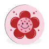 Bloem - Roze - Hartjes Wandcirkel aluminium klein -3d