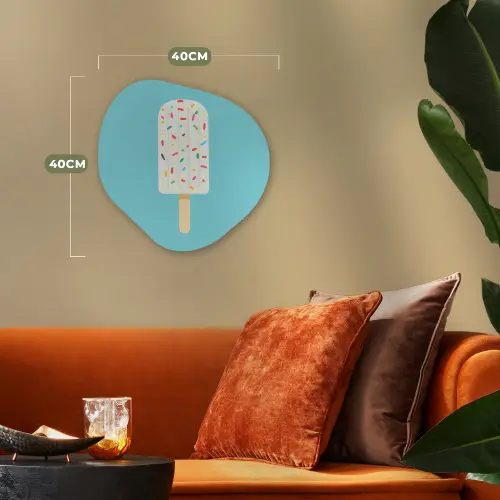 Ijsje - Stokje - Sprinkles - Lichtblauw Wandcirkel Organisch Forex 3mm klein -sfeer3