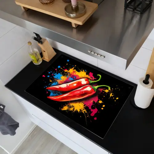 Peper - Graffiti - Verf - Abstract - Modern - Kleurrijk Inductie beschemer met haakjes klein -sfeer1