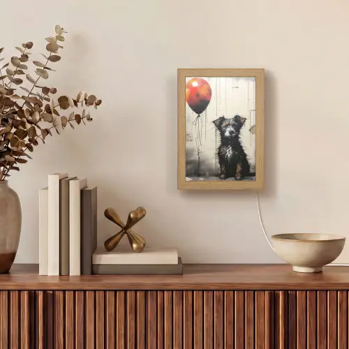 Graffiti - Hond - Ballon - Dieren Light Box met kabel (Tafellamp) klein -sfeer2