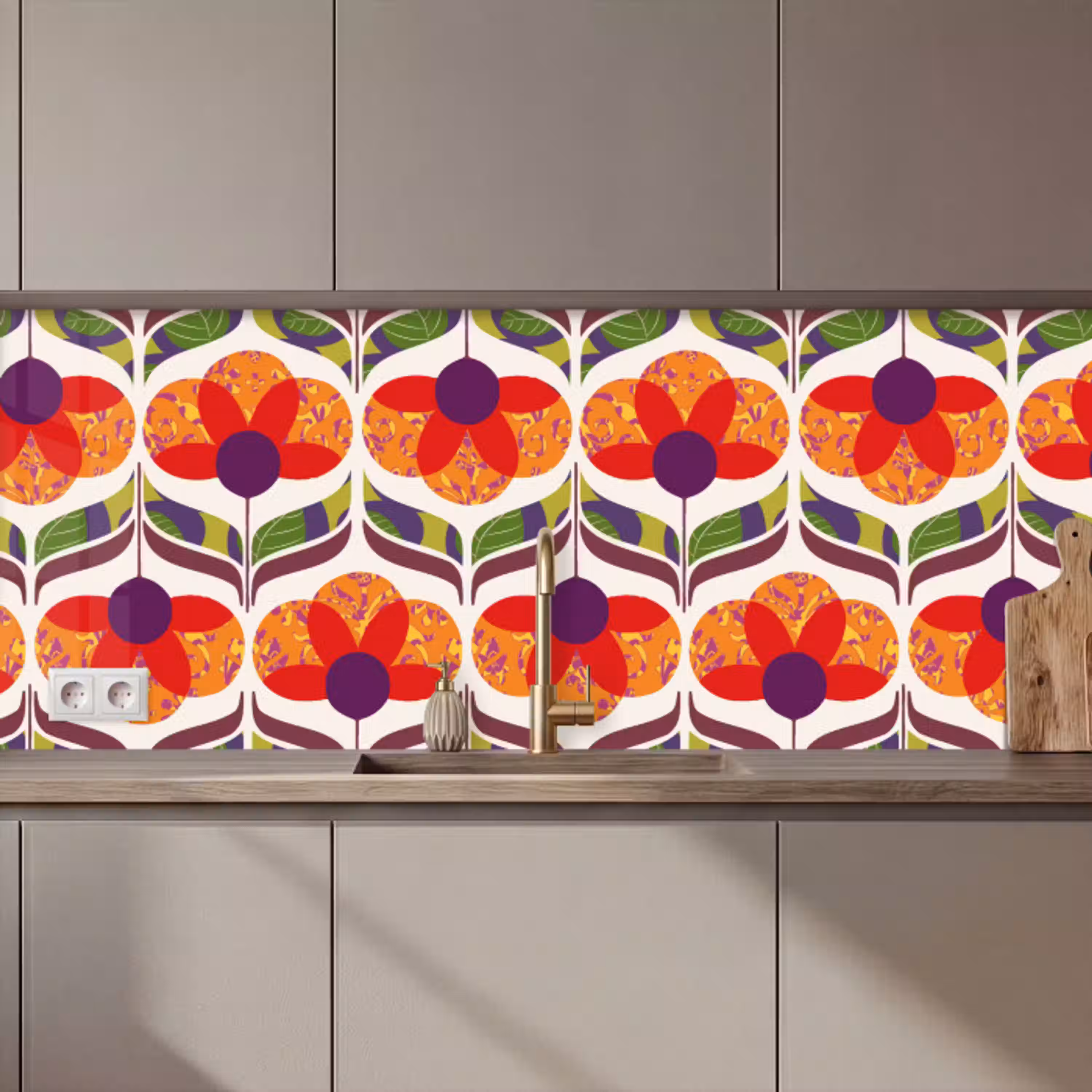 Retro - Flower Power - Vintage - Kleuren keuken achterwand 2 middel 871 zz_3dshopping