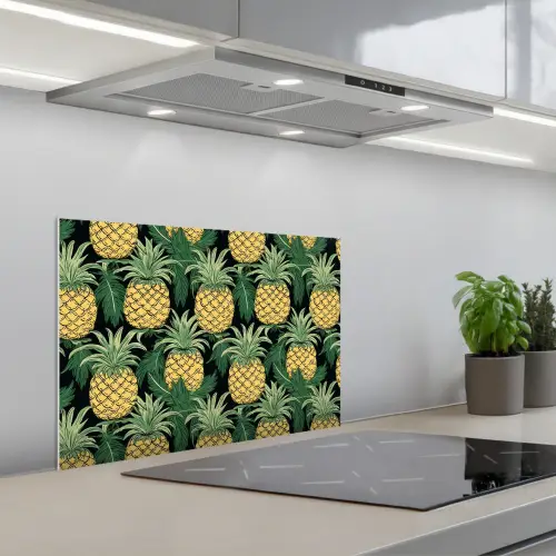 Patroon - Tropisch - Ananas - Illustratie keuken achterwand spatscherm klein 900 -3d_schuin
