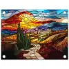 Mozaïek - Zon - Landschap - Dorp tuinposter los doek klein -3d