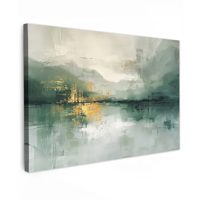 Groen - Modern - Abstract - Goud canvas 2cm klein -z3d