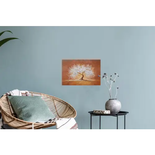 Abstract - Boom - Wit - Bladeren Muursticker klein -plant