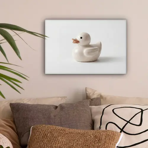 Badeend - Minimalistisch - Wit canvas 2cm klein -sfeer1