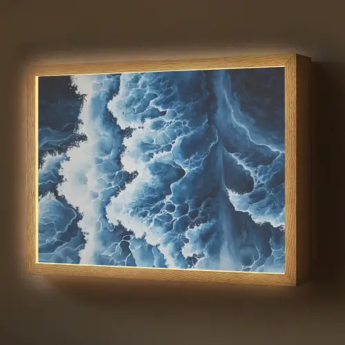 Golven - Blauw - Schuim Light Box met batterij (Wandlamp) middel -z3d_website