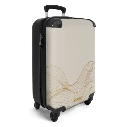 Minimal - Licht beige met gouden strepen NBS - Handbagage koffer - Unisex middel -productfoto_3d