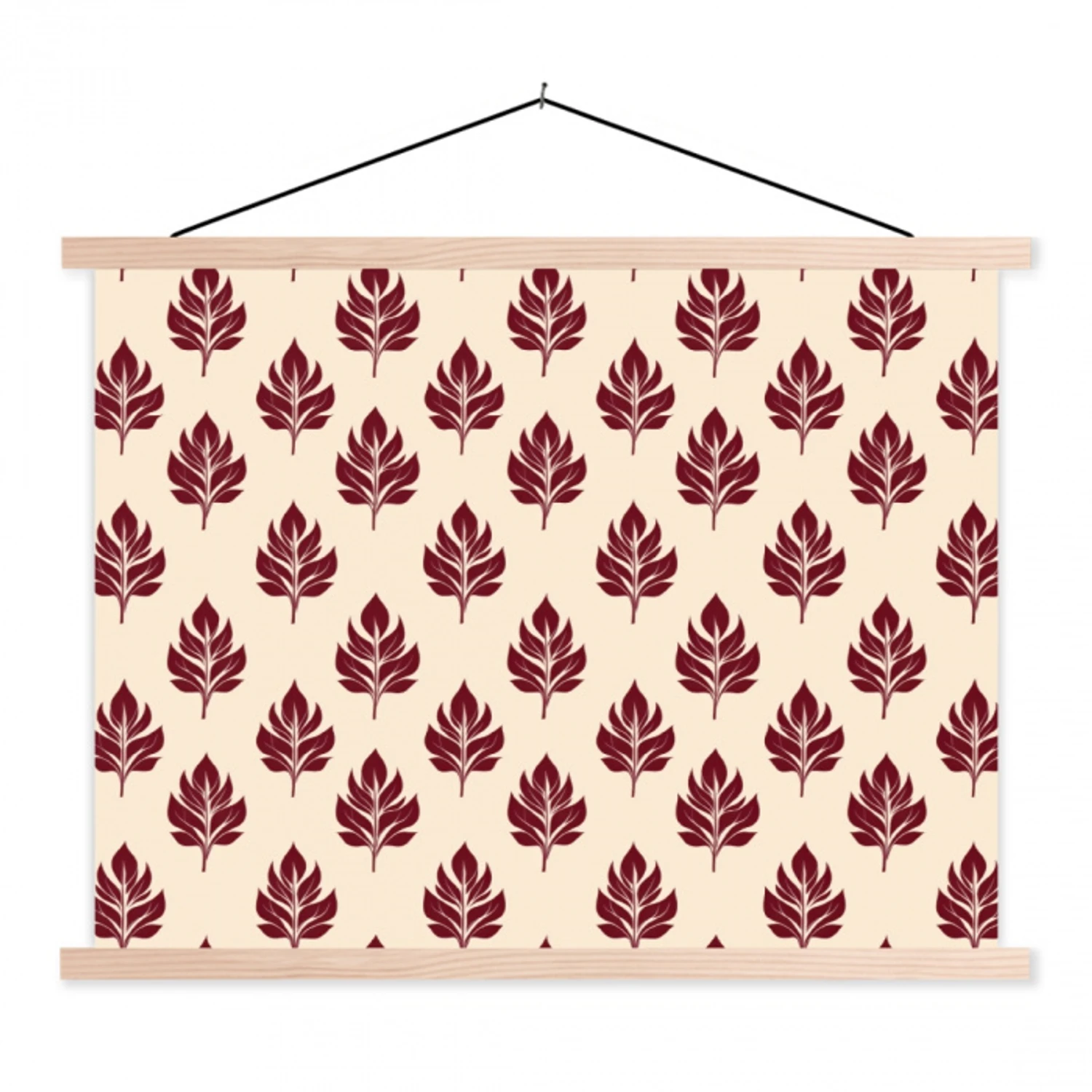 Botanisch - Patroon - Bordeaux textielposter latten blank klein 122 -3d