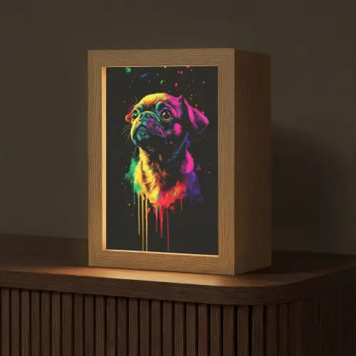 Puck - Hond - Verf - Kleuren Light Box met kabel (Tafellamp) klein -z3d_website