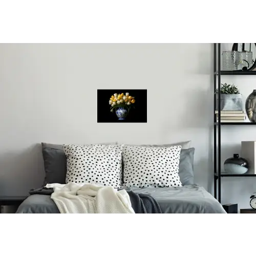 Geel - Tulpen - Vaas - Bloemen Muursticker klein -slaapkamer