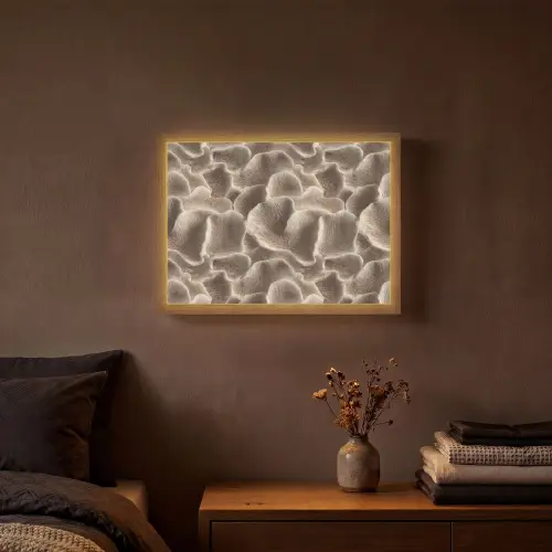 Waaiervorm - Beige - Vezel textuur Light Box met batterij (Wandlamp) middel 907 -sfeer4