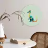 Staart - Dino - Minimalistisch - Blauw Wandcirkel kunststof plaat 5mm dik klein -sfeer4