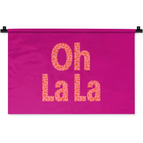 Oh la la - Luipaardprint - Roze Wandkleed katoen klein -zz3d