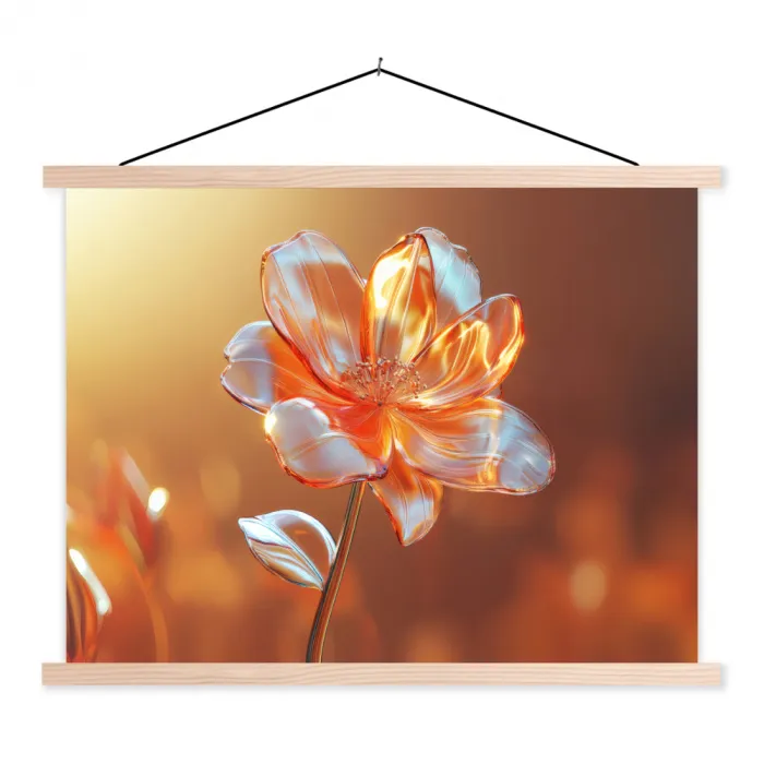 Glazen - Bloem - Zonlicht textielposter latten blank klein -3d