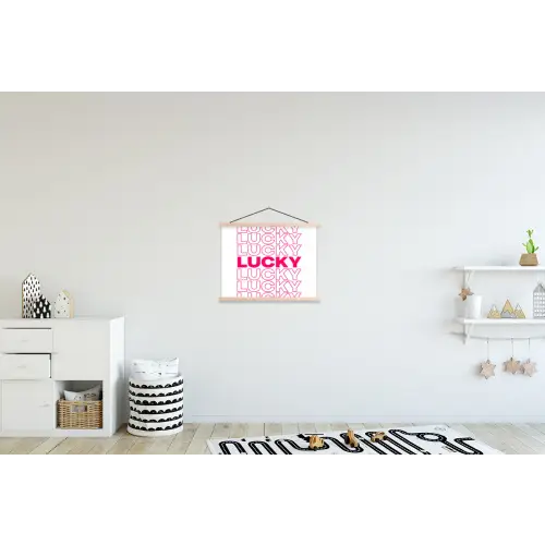 Lucky - Roze - Patroon textielposter latten blank klein -kinderkamer